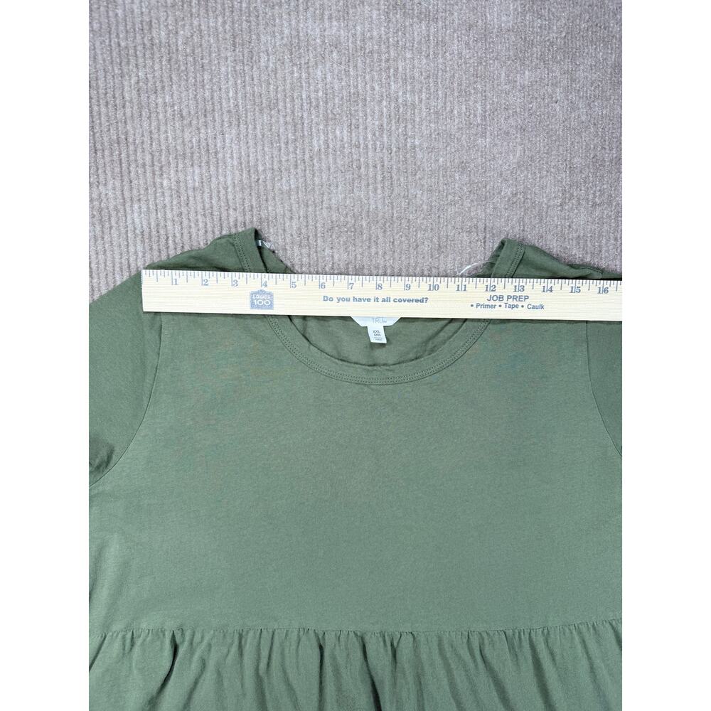 Time and Tru Olive Green Tiered Cotton T-Shirt Mini Dress XXL 20 Pockets - Picture 6 of 9